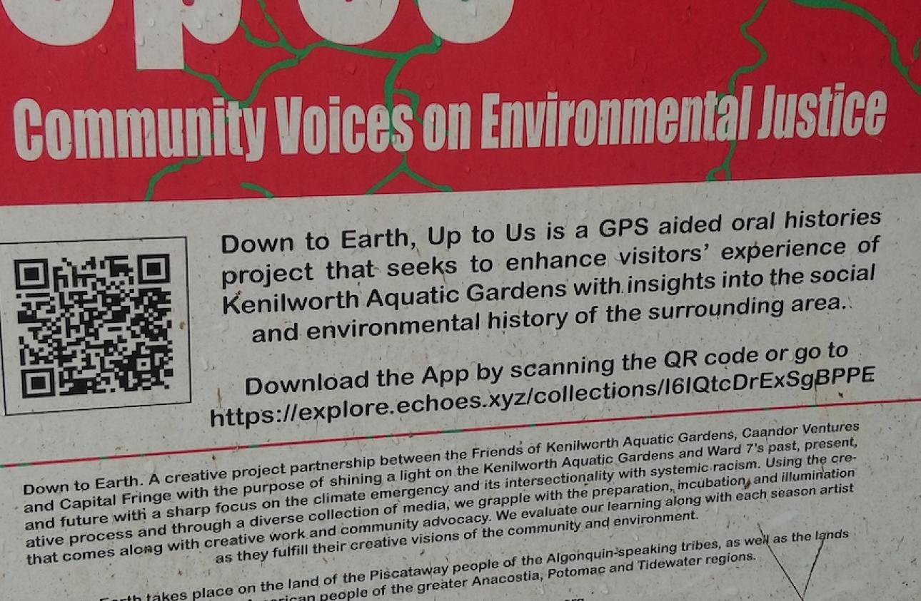 a sign about community voices on environmental issues