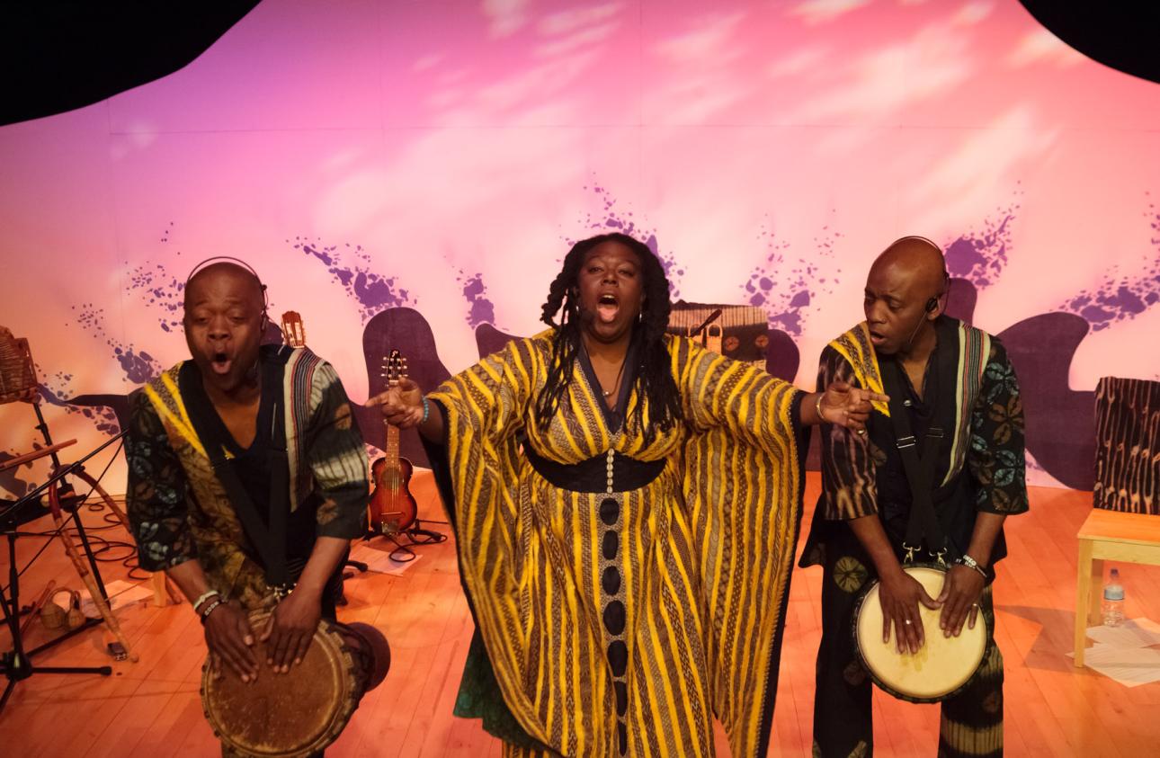 Raymond Sereba, Jan Blake and Kouame Sereba in an ensemble shot